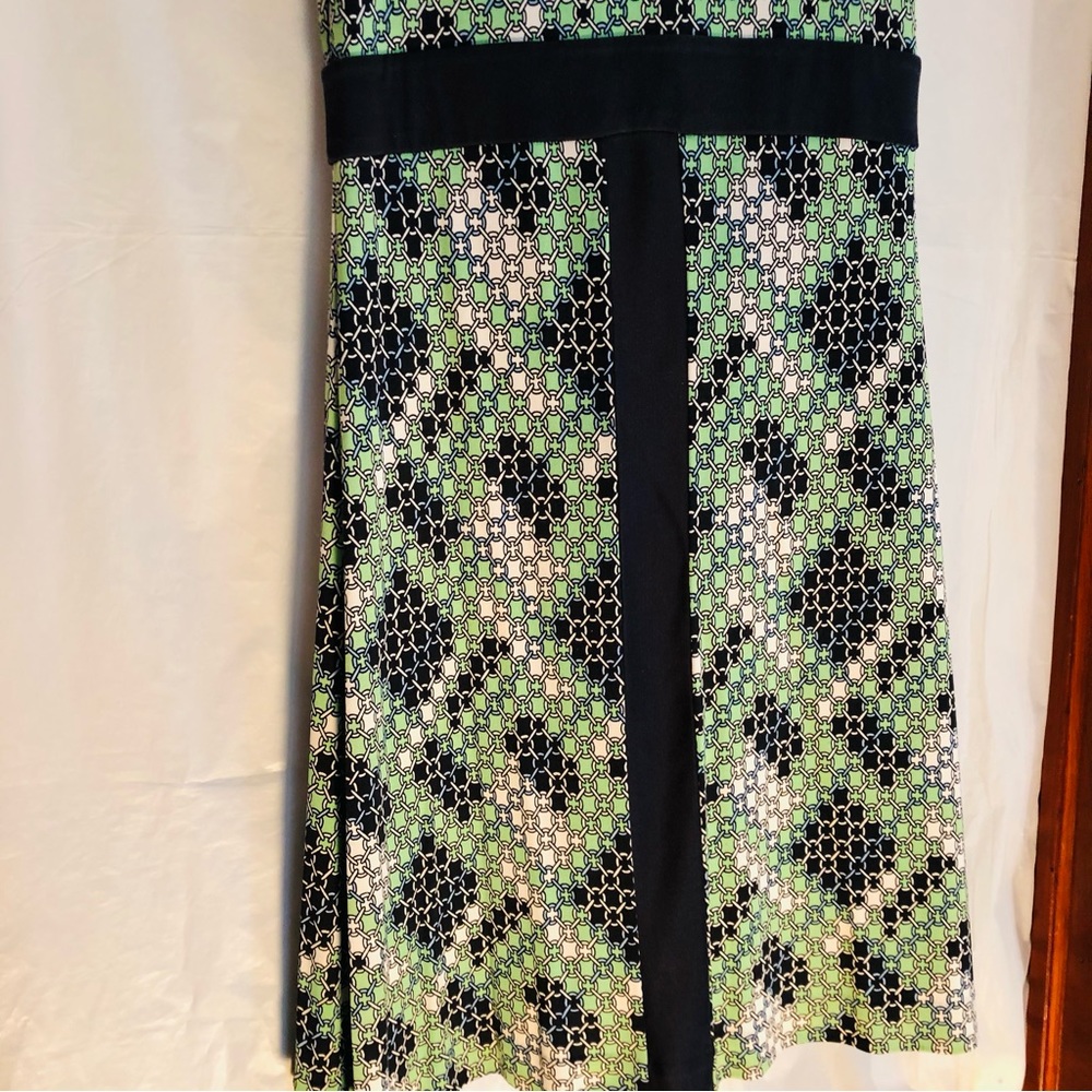 Tory Burch Silk Summer Dress / Green Black - Size Medium - Picture 3 of 13